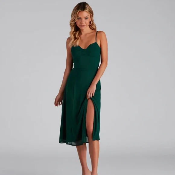 chic flowy chiffon midi dress Chic Flowy Chiffon Midi Dress